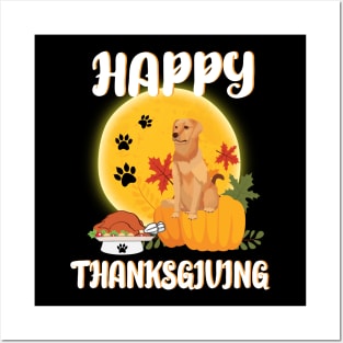 Labrador Retriever Seeing Turkey Dish Happy Halloween Thanksgiving Merry Christmas Day Posters and Art